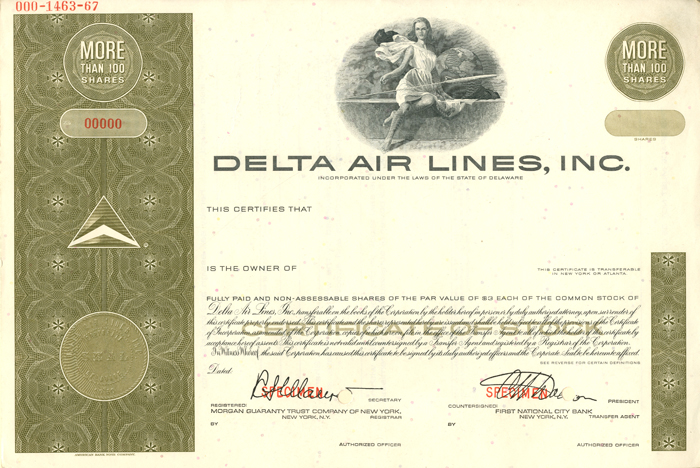 Delta Air Lines, Inc. - Specimen Stock Certificate